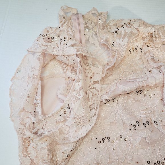 Enfocus Studios Dress Womens Sequin Lace Peach Size 4 Zipper Occasion Wedding - Picture 6 of 9